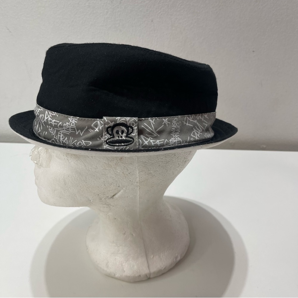 Paul Frank Youth Kids Black Gray Fedora Hat Logo Graffiti 2011 Y2K Style Biker